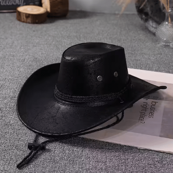 Chapeau cowboy cuir vegan cordage – Rustic1