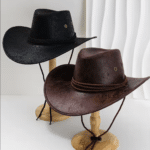 Chapeau cowboy cuir vegan cordage