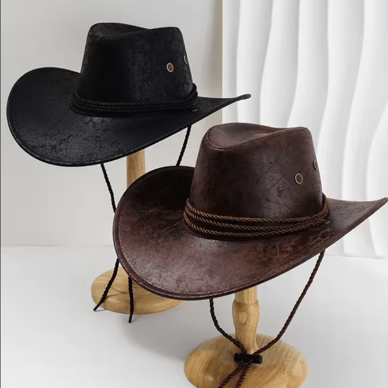 Chapeau cowboy cuir vegan cordage