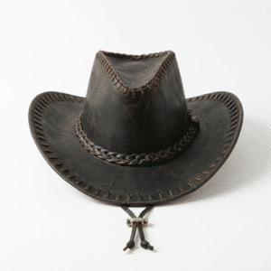 Chapeau cowboy cuir avec lacets