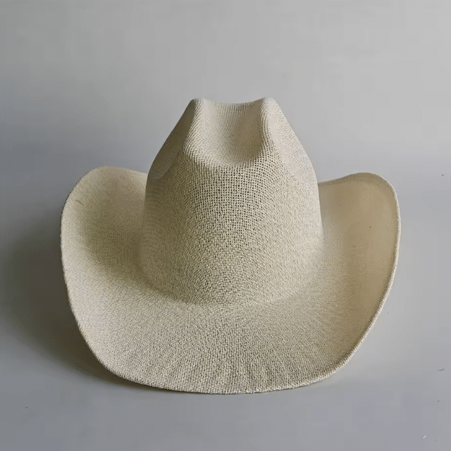 Chapeau cowboy blanc paille classique (4)