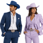 Chapeau cowboy bleu à strass large bord (2)