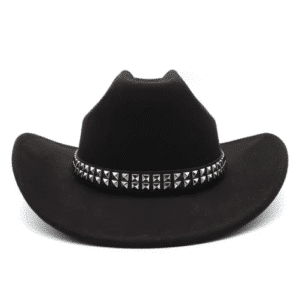 Chapeau cowboy feutre large bord bandeau métal