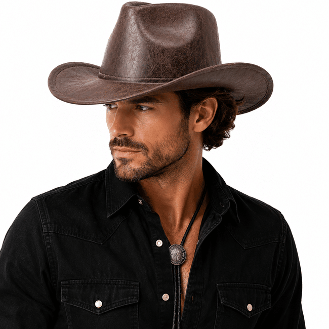 Chapeau cowboy cuir vegan classique (4)
