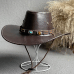 Chapeau cowboy cuir vegan cordage desert Spirit marron (4)