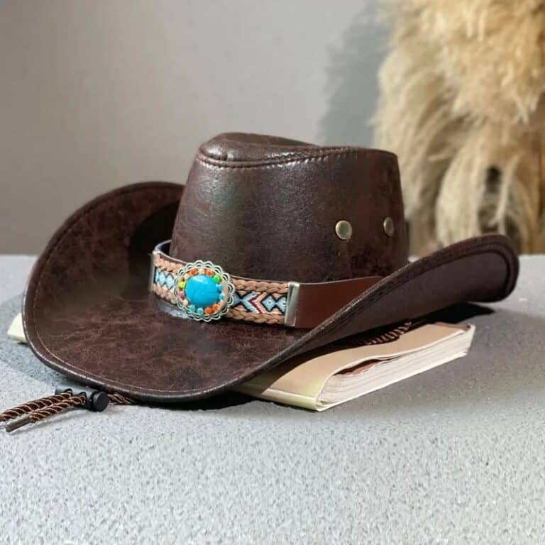 Chapeau cowboy cuir vegan cordage – Navajo (1)