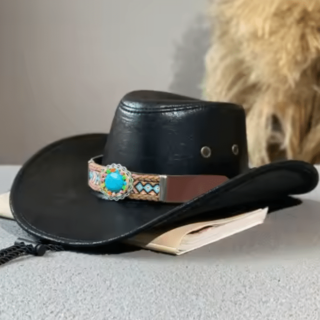 Chapeau cowboy cuir vegan cordage – Navajo (1)