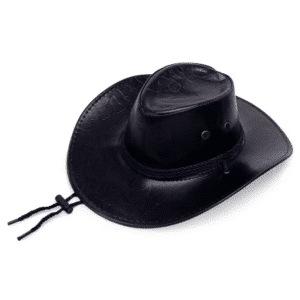 Chapeau cowboy cuir vegan motif feuille — Noir