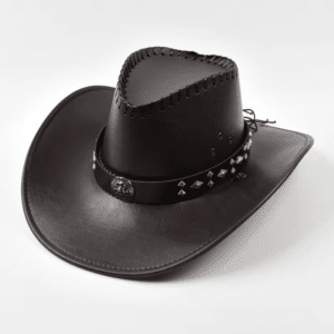 Chapeau cowboy homme imitation cuir coutures apparentes