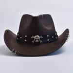 Chapeau cowboy cuir vegan rivets – Skull (1)