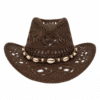 Chapeau cowboy effet paille ajouré homme bandeau corde coquillage