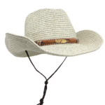 Chapeau cowboy effet paille large bord avec cordon (1)