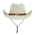 Chapeau cowboy effet paille large bord avec cordon (2)