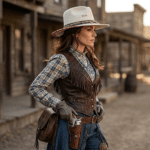 Chapeau cowboy femme à large bord bohème (2)