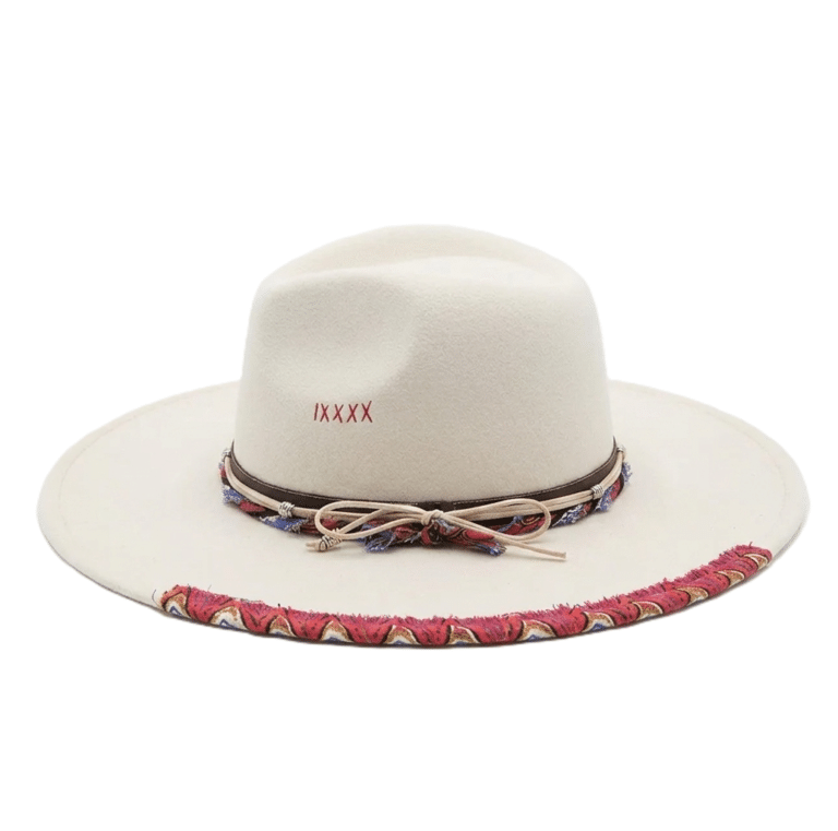 Chapeau cowboy femme à large bord bohème (3)