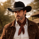 Chapeau cowboy feutre large bord bandeau métal