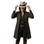 Chapeau cowboy feutre large bord vintage avec plume et carte (2)