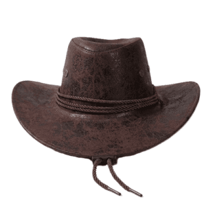 Chapeau cowboy femme en simili cuir effet vieilli avec cordage