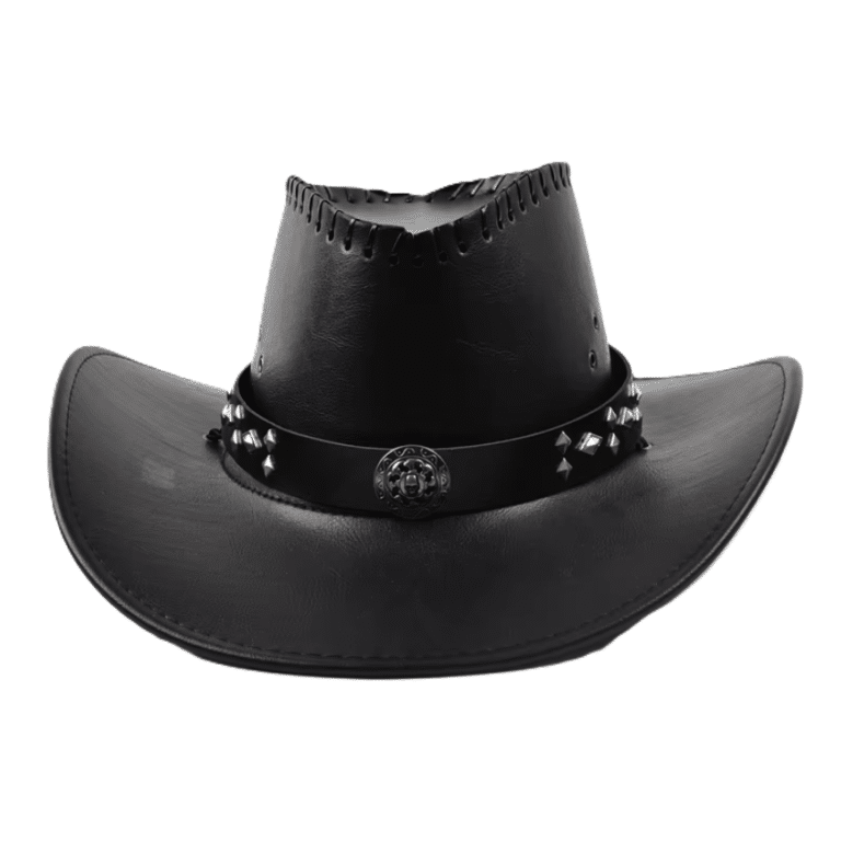 Chapeau cowboy homme imitation cuir coutures apparentes (2)