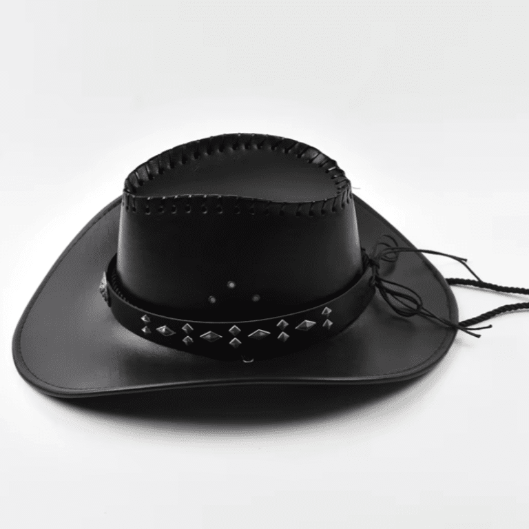 Chapeau cowboy homme imitation cuir coutures apparentes (3)