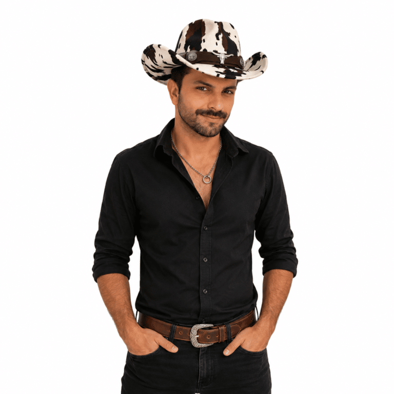 Chapeau cowboy motif vache western