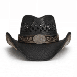 Chapeau cowboy noir paille bandeau