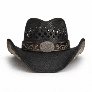 Chapeau cowboy noir paille bandeau