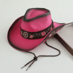 Chapeau cowboy rose florale (1)