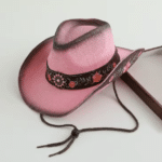 Chapeau cowboy rose florale (5)