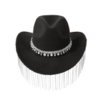 Chapeau cowboy strass franges chaînes (1)