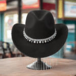 Chapeau cowboy strass franges chaînes (2)