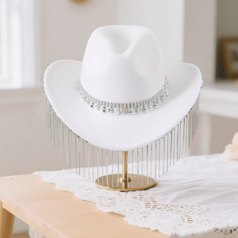 Chapeau cowboy strass franges chaînes (3)
