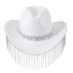 Chapeau cowboy strass franges chaînes (4)