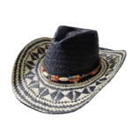 Chapeau western à motif noir et blanc bande perlée