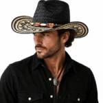 Chapeau western à motif noir et blanc bande perlée (2)