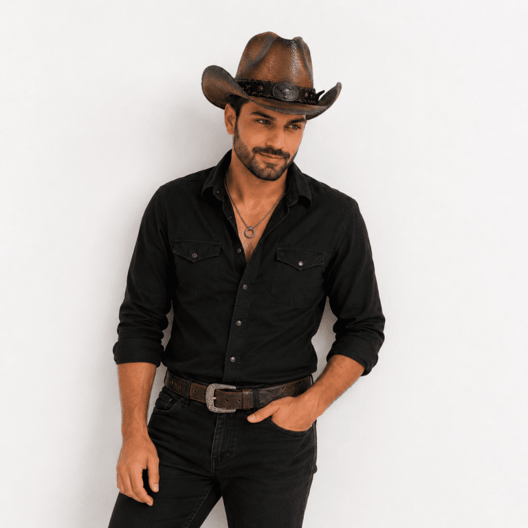 Chapeau western effet paille vieilli (1)