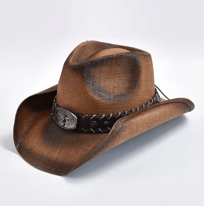 Chapeau western paille effet vieilli (4)