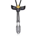 Cravate Bolo Aigle et plumes (1)