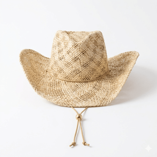 chapeau cowboiy paille cadrillage