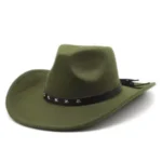chapeau-cowboy-feutre-vintage-etoiles-metal-vert