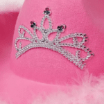 chapeau cowboy rose avec couronne strass (3)