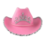 chapeau cowboy rose avec couronne strass (5)