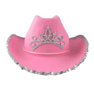 Chapeau cowboy rose avec couronne strass