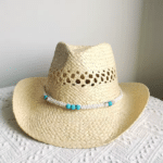 chapeau cowboy rose corde tressé