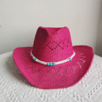 chapeau cowboy rose corde tressé (2)