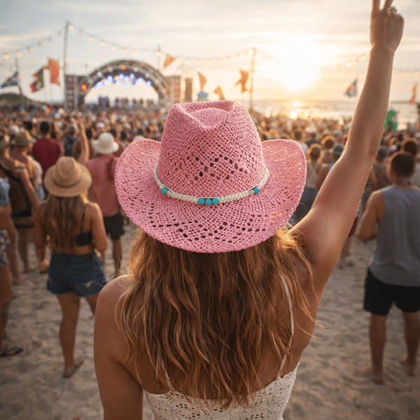 chapeau cowboy rose corde tressé (3)