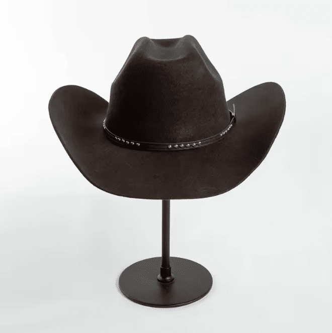 chapeau feutre cowboy avec bandeau cuir (5)