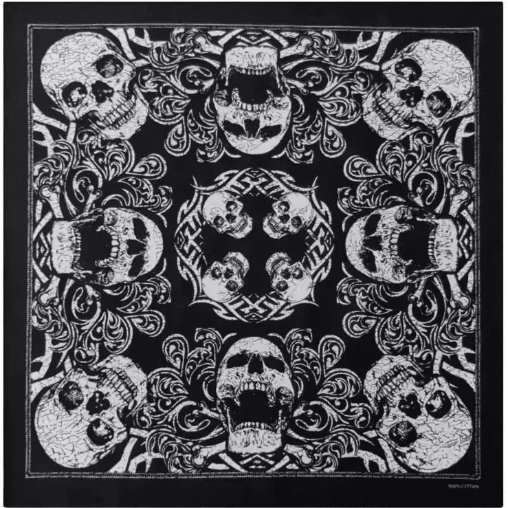 Bandana cowboy motif têtes de mort