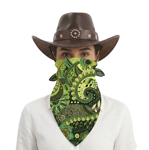 Bandana cowboy paisley vert motifs floraux (2)