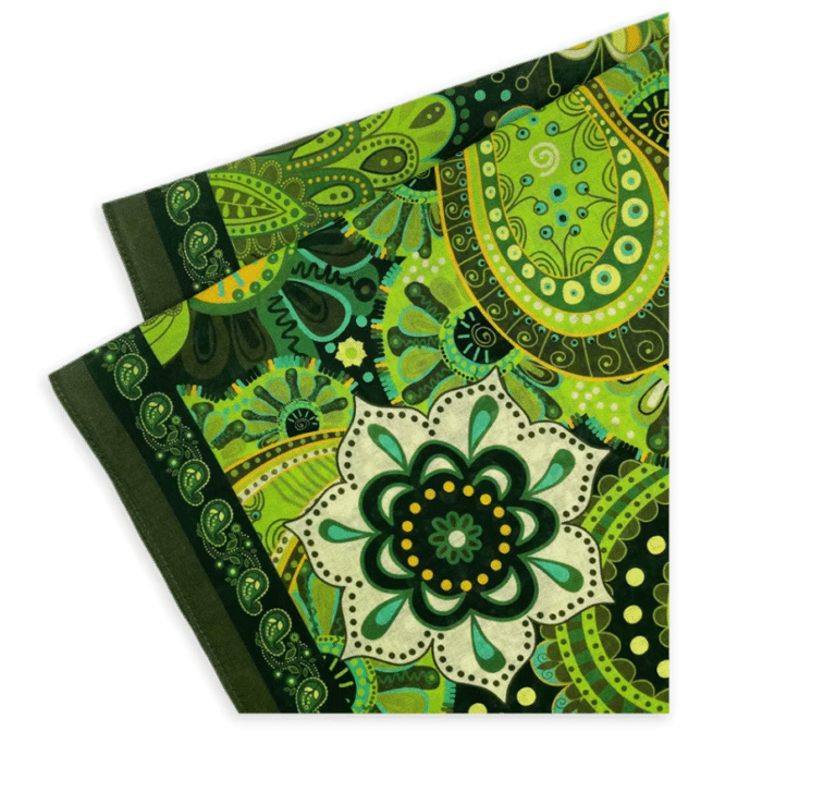 Bandana cowboy paisley vert motifs floraux (4)